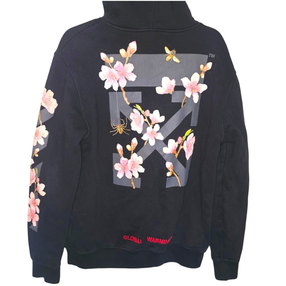 2013 Off-White c/o Virgil Abohl Sakura Arrows Global Warming Black Hoodie Sz S